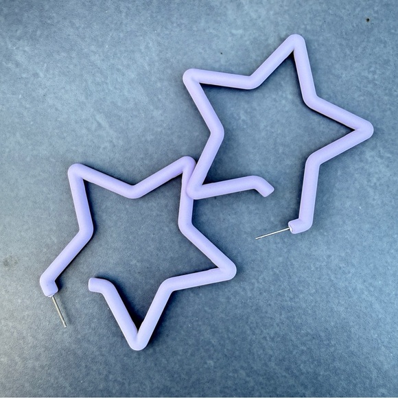 Star Hoop Earrings - Matte Purple - Picture 4 of 10